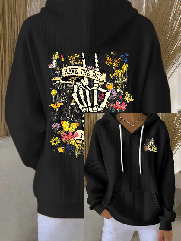 🔥Buy 3 Get 15% Off🔥Women's  Flower skull hand gesture Of WDNC Club We Do Not Care Menopause Perimenopause Print  Hoodie