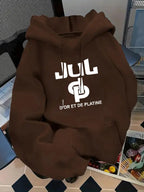 Felpa con Cappuccio Stampata con Lettere da Donna, Felpa Casual a Maniche Lunghe con Cappuccio per Autunno e Inverno, Vestiti da Donna per l'Uso Quotidiano