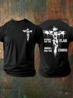 🔥Buy 3 Get 15% Off🔥Men's Stand For The Flag Kneel For The Cross Printed Casual T-Shirt