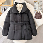Giacca da donna Premium Piumino imbottito con cintura a mezza lunghezza, Cappotto casual da donna, Cappotto invernale da donna idrorepellente Classico trapuntato, Capospalla con tasca grande