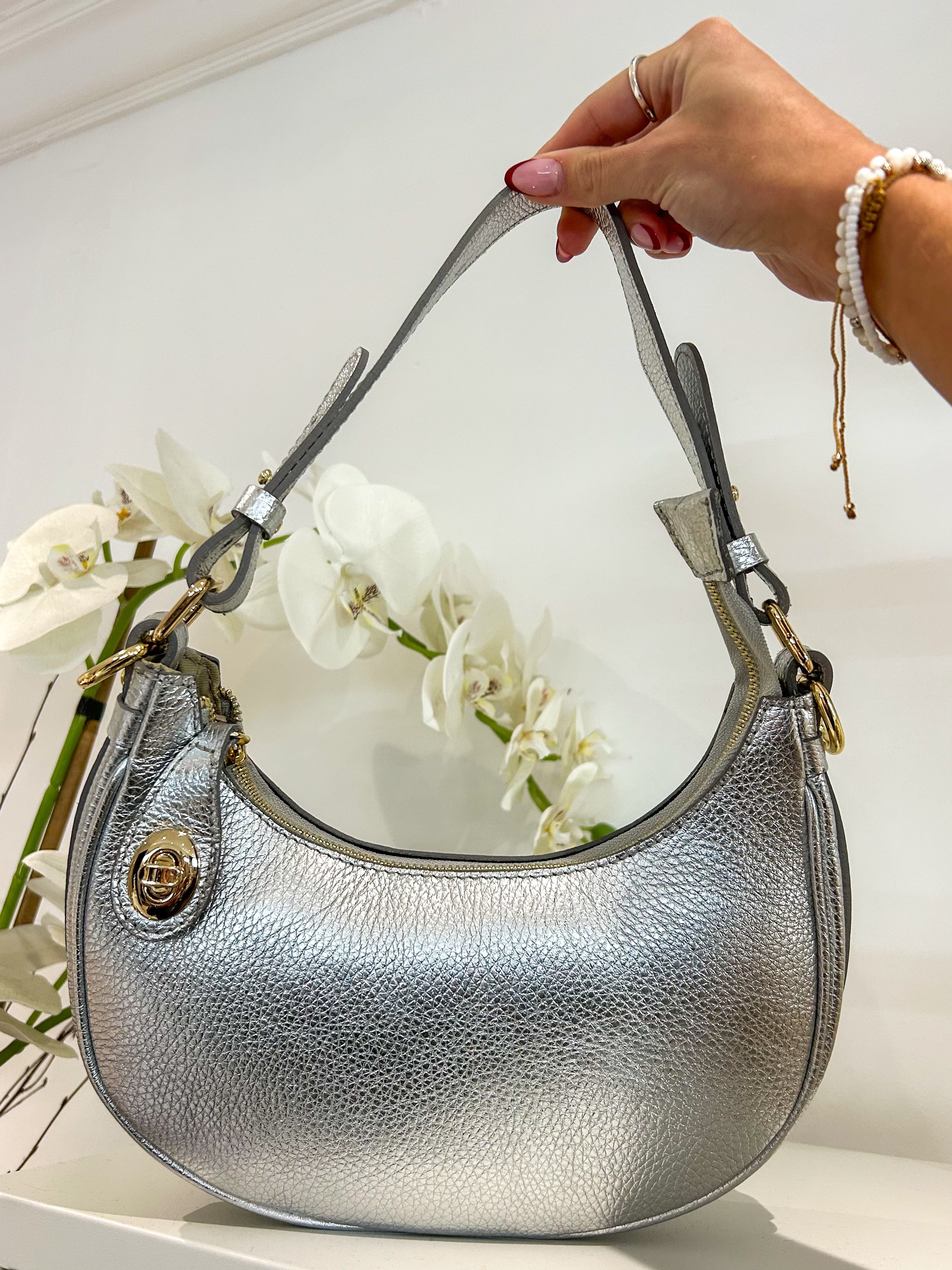 Sac bandoulière en cuir véritable avec détails dorés (5 couleurs)