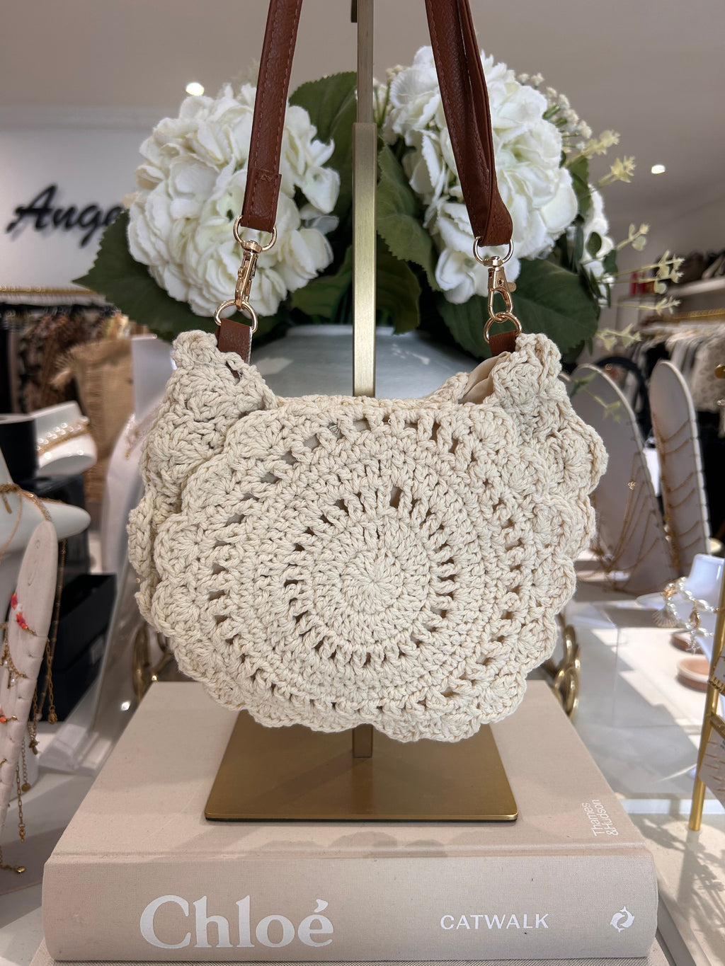 Sac au Crochet avec Bandoulière en Similicuir (2 Couleurs)