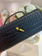 Borsa a pochette rettangolare intessuta con chiusura a barra dorata (15 Colori)