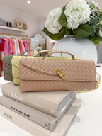 Borsa a pochette rettangolare intessuta con chiusura a barra dorata (15 Colori)