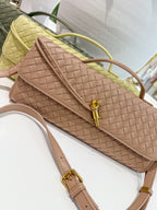 Borsa a pochette rettangolare intessuta con chiusura a barra dorata (15 Colori)