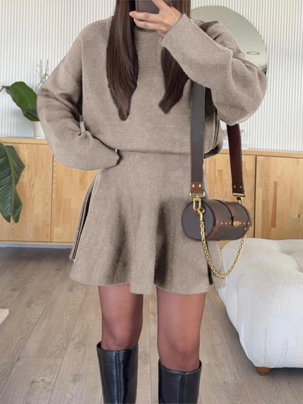 Robe pull décontractée à col mi-montant et manches longues pour femme, robe pull ample de couleur unie, mode automne et hiver