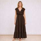 [2026.NOHO] Carmen, Vestito Lungo Con Balze E Volant Sullo Scollo A V