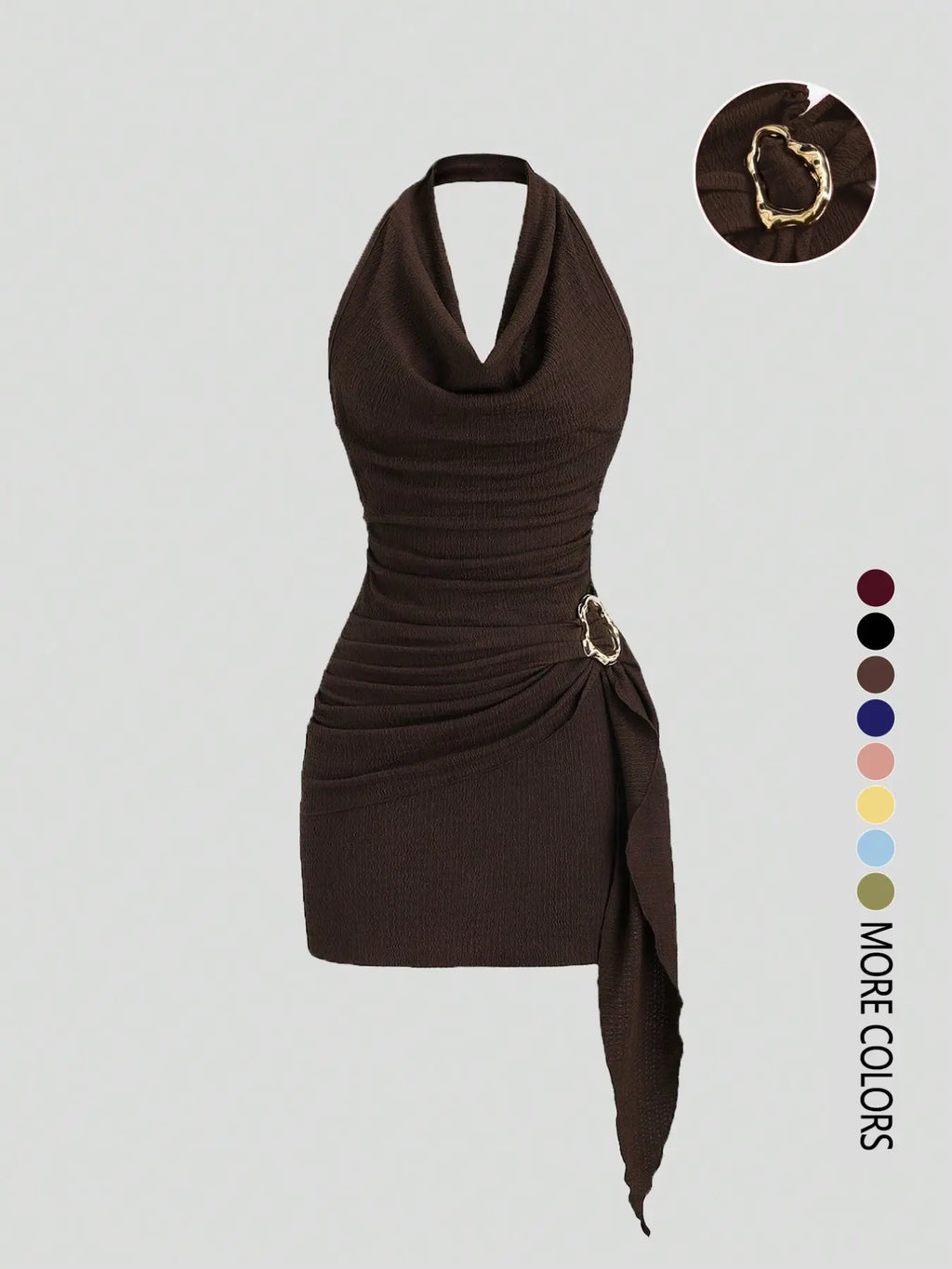 Robe Halter plissée unie pour femme