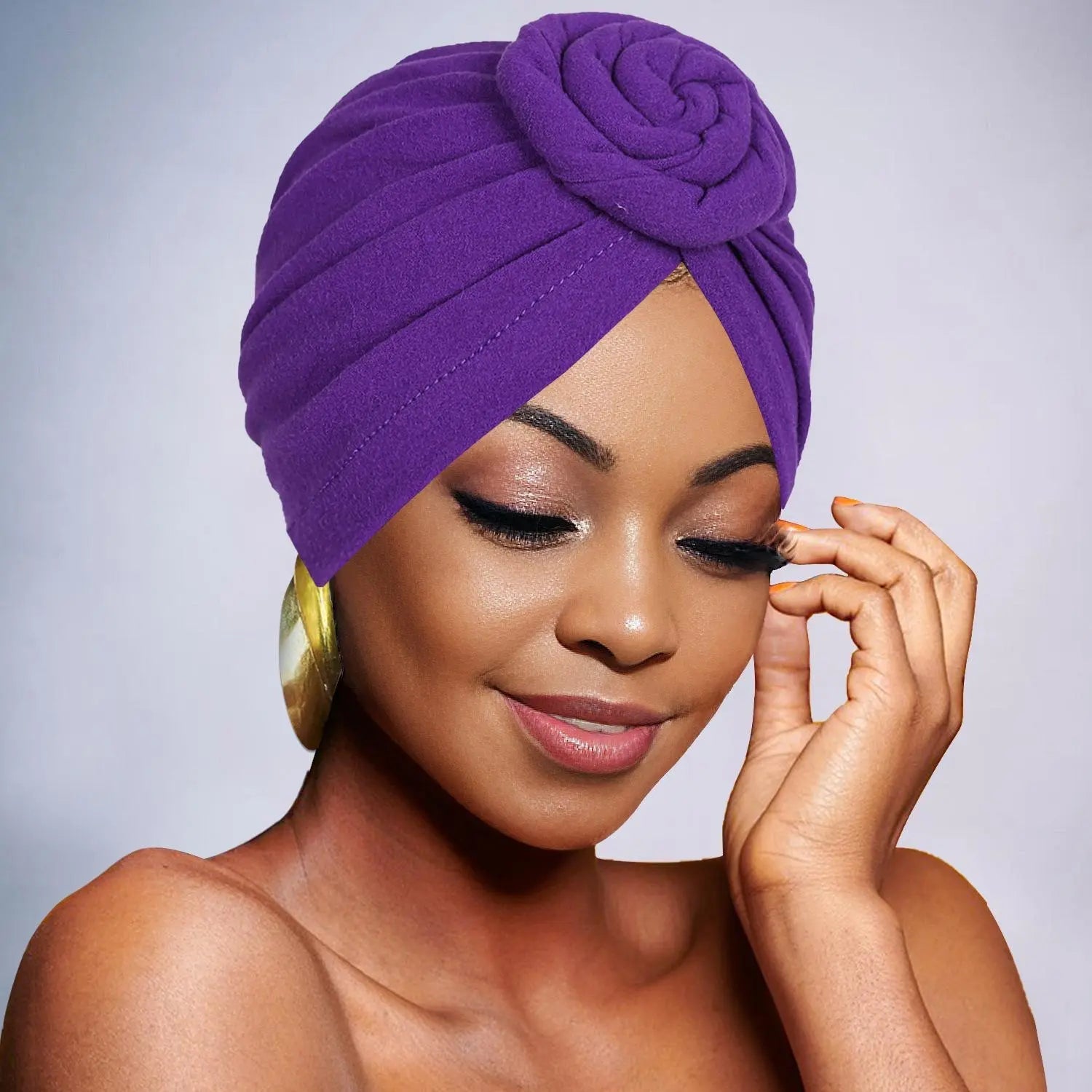 Chapeau turban élégant de couleur unie avec fleur pour femme, foulard décontracté et tendance, accessoires de mode pour un usage quotidien
