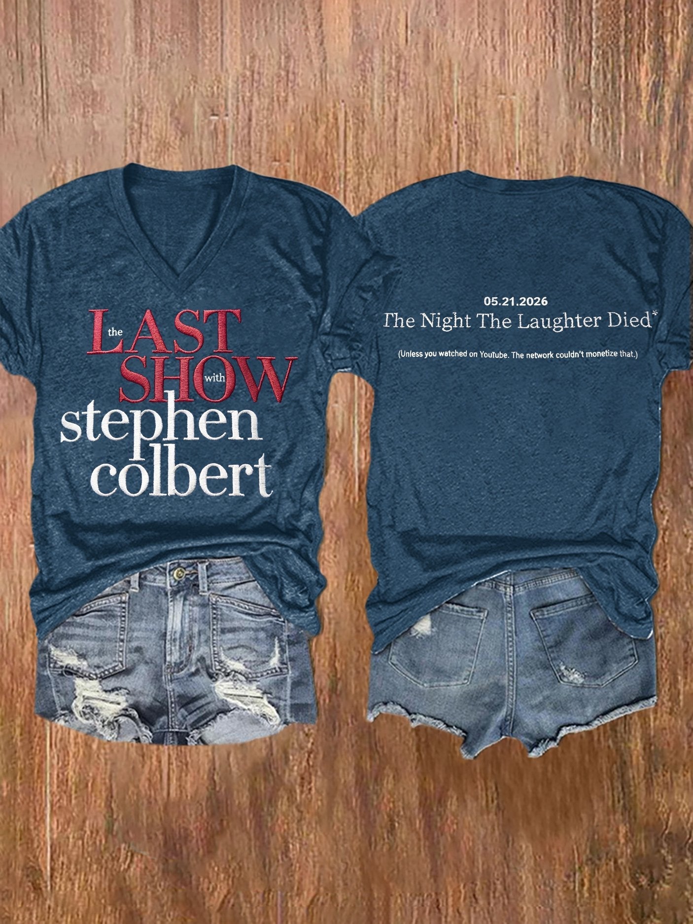 🔥Buy 3 Get 15% Off🔥V-Neck Retro Last Show 05.21.2026 The Night The Laughter Died Print T-Shirt