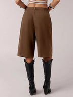 Short Bermuda Femme Uni Simple de Navette, Short Décontracté d'Affaires Toutes Saisons, Élégant et Confortable