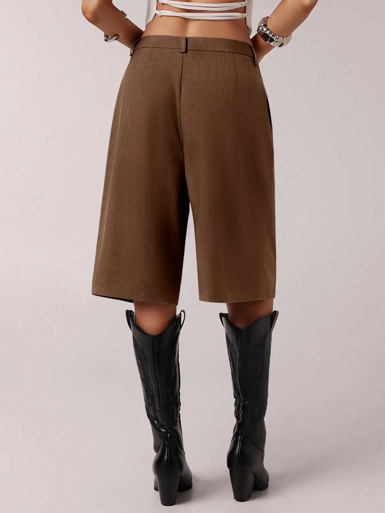 Short Bermuda Femme Uni Simple de Navette, Short Décontracté d'Affaires Toutes Saisons, Élégant et Confortable