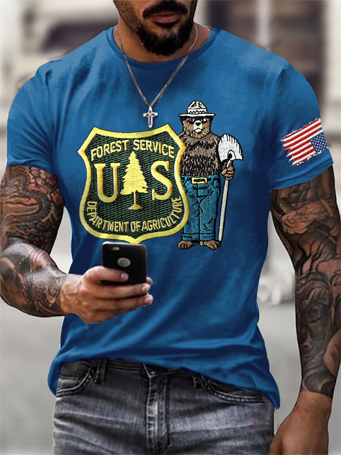 T-shirt da uomo retrò con stampa Save The Forest Service
