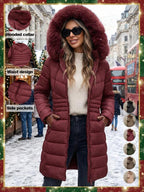 Veste imperméable décontractée en coton à capuche pour femme, doudoune légère avec poches, coupe ample en tissu épais pour l'automne et l'hiver