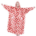 Coperta Indossabile con Cappuccio Oversize in Pile Sherpa, Felpa con Cappuccio con Maniche, Coperta con Cappuccio Accogliente e Gigante Extra Lunga per Adulti Donna Regalo Invernale (Fragola)