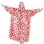 Coperta Indossabile con Cappuccio Oversize in Pile Sherpa, Felpa con Cappuccio con Maniche, Coperta con Cappuccio Accogliente e Gigante Extra Lunga per Adulti Donna Regalo Invernale (Fragola)