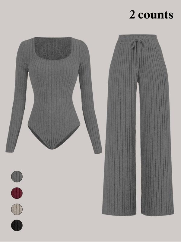 Ensemble salopette en molleton côtelé de couleur unie coupe slim pour femme, pantalon large, tissu confortable et tendance pour le quotidien