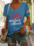 V-Neck Retro Last Show Print T-Shirt