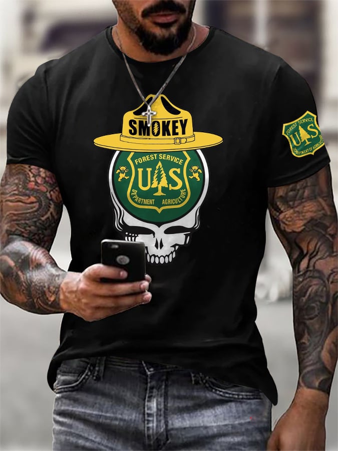 T-Shirt Uomo Stampa Retro Resist Save The Forest Service