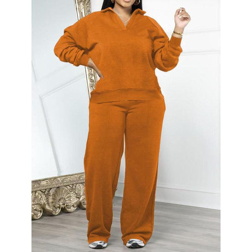 Set da donna con felpa a maniche lunghe tinta unita e pantaloni con coulisse in vita, completo casual comodo in due pezzi per l'uso quotidiano all'aperto, abbigliamento da donna per tutte le stagioni