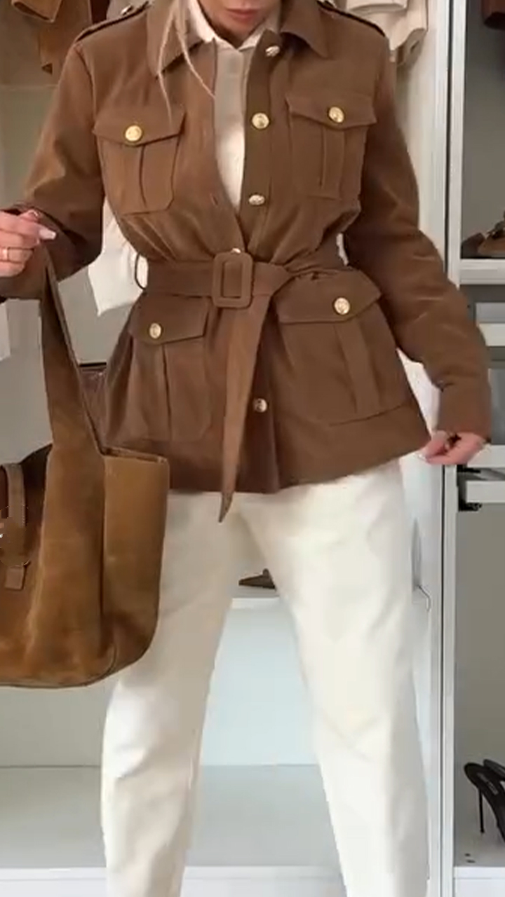 Veste décontractée avec revers élégants pour femmes