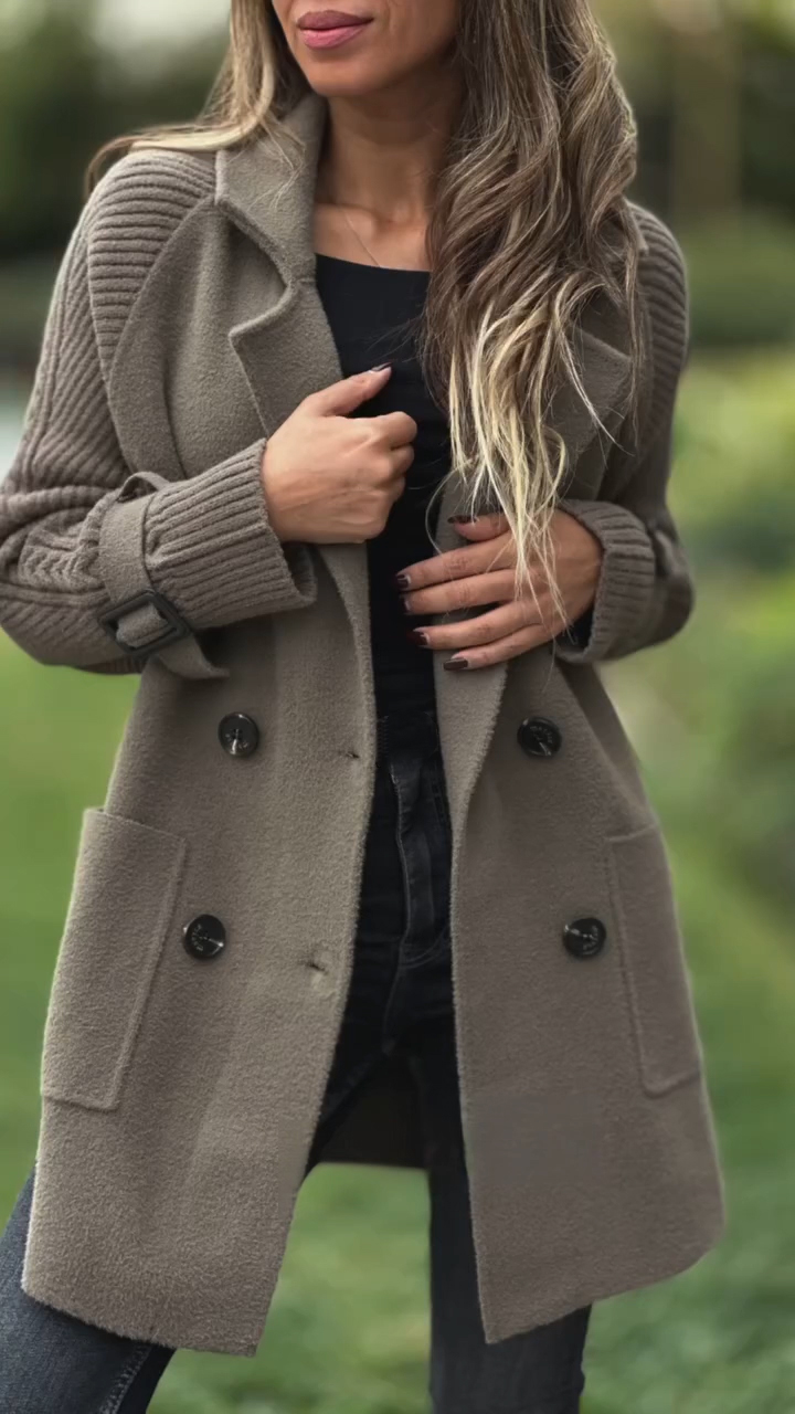 Manteau décontracté avec col et empiècements pour femme