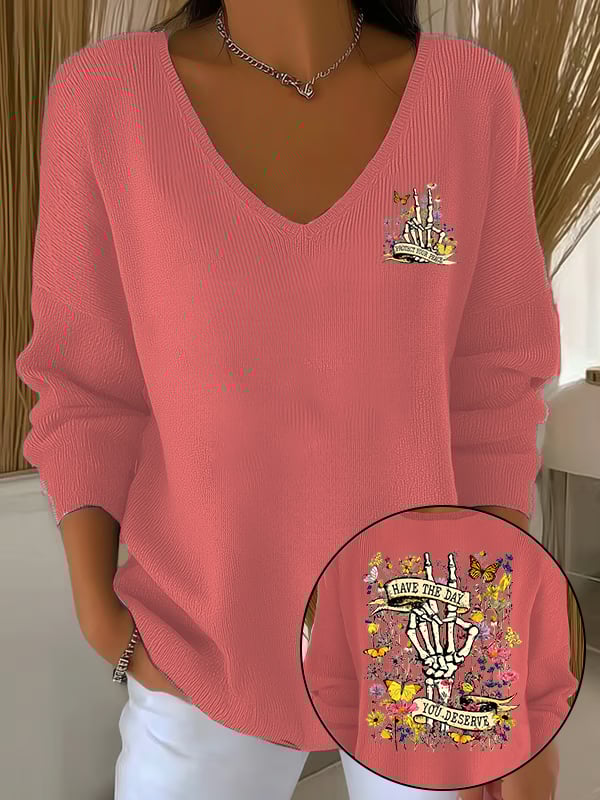 🔥Buy 3 Get 15% Off🔥Women's  Flower skull hand gesture Of WDNC Club We Do Not Care Menopause Perimenopause Print    Sweatshirt