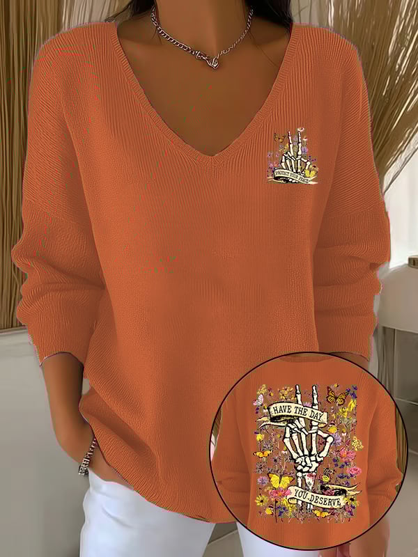 🔥Buy 3 Get 15% Off🔥Women's  Flower skull hand gesture Of WDNC Club We Do Not Care Menopause Perimenopause Print    Sweatshirt