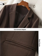 Veste blazer élégante à un bouton pour femme, manteau à manches longues et coupe ajustée pour le bureau, vêtement d'extérieur mode automne et hiver