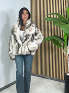 Giacca in finta pelliccia tinta unita da donna, cappotto casual a maniche lunghe con colletto per autunno e inverno, abbigliamento da donna per tutti i giorni, top carini