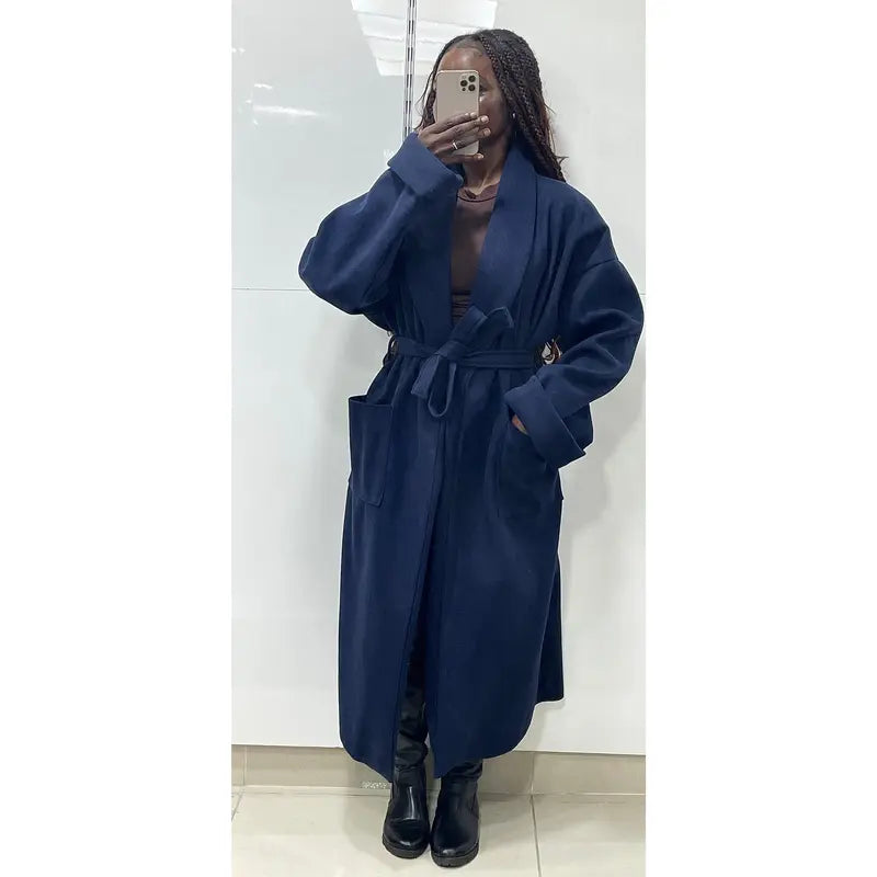 Trench-coat en laine avec ceinture