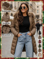Veste imperméable décontractée en coton à capuche pour femme, doudoune légère avec poches, coupe ample en tissu épais pour l'automne et l'hiver