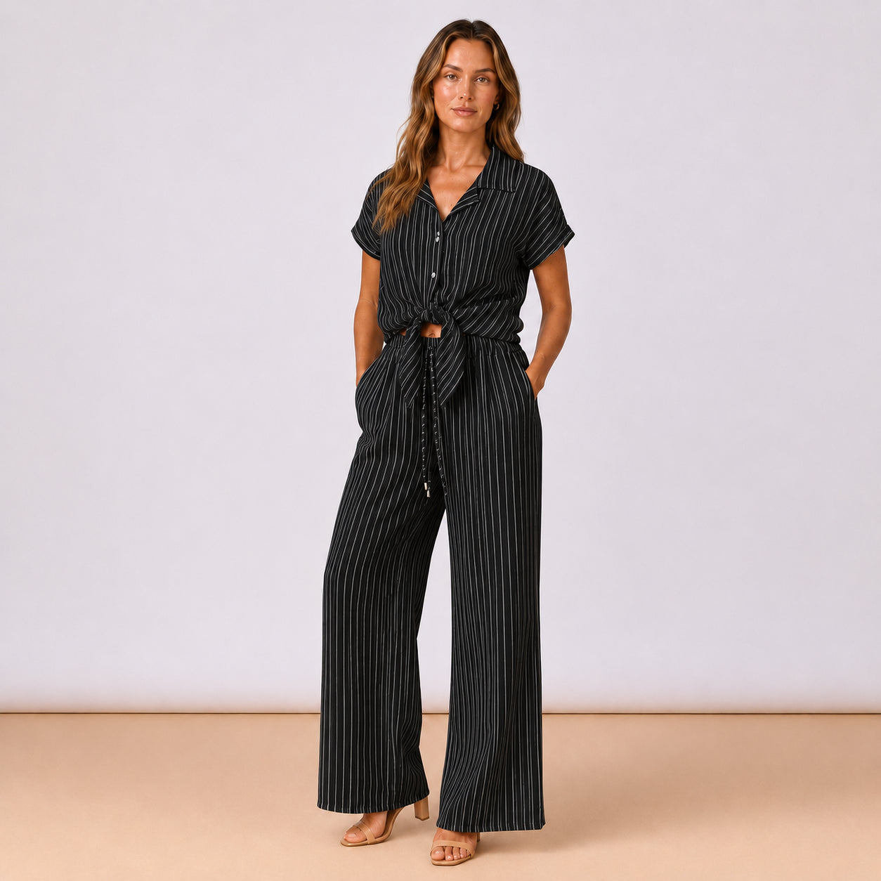 [2026.COUTURE] Coordinato Gessato, Pantaloni E Camicia