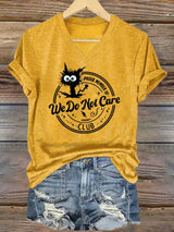 V-Neck Retro Funny Proud Member Of  Club We Do Not Care Menopause Perimenopause Print T-Shirt