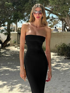 Abito Lungo da Donna Aderente Senza Schienale con Allacciatura sul Retro in Pizzo, Elegante Abito a Tubino Maxi alla Moda per Feste, Club, Appuntamenti, Abito da Donna per l'Estate, Vestito da Ballo Senza Spalline