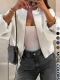 Giacca con Cerniera da Donna, Cappotto Casual da Donna, Perfetto per l'Uso Quotidiano in Autunno e Inverno, Vestibilità Aderente, Tessuto, Spessore Moderato del Tessuto