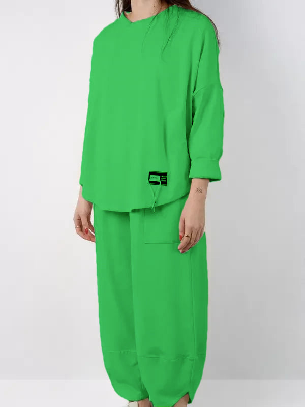 Completo due pezzi PRIMAVERA composto da camicia e pantaloni in tessuto morbido e compatto