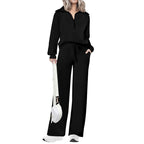 Ensemble de survêtement décontracté 2 pièces pour femme - Sweat-shirt à demi-zip et pantalon large avec cordon de serrage - Haut et pantalon de survêtement assortis pour le confort
