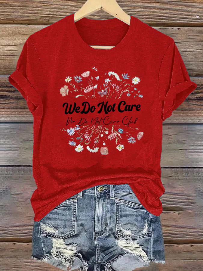 Women's Round-Neck Retro Funny Proud Member Of  Club We Do Not Care Menopause Perimenopause Print T-Shirt
