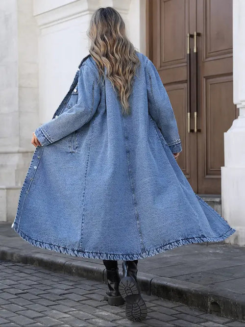 Manteau en jean à boutonnage frontal pour femme, Veste en jean élégante et décontractée à manches longues pour le printemps et l'automne, Vêtements pour femme pour le quotidien, Vêtements d'extérieur