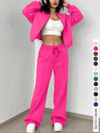 Completo da donna casual a righe con giacca e pantaloni con cerniera, abbigliamento da aeroporto, vita naturale aderente, lunghezza regolare, tutte le stagioni