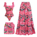 Costume intero e gonna con stampa floreale rosa Paradise