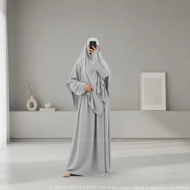 Prayer Set, 2-Piece Abaya Khimar in Jazz Fabric, Modest and Practical