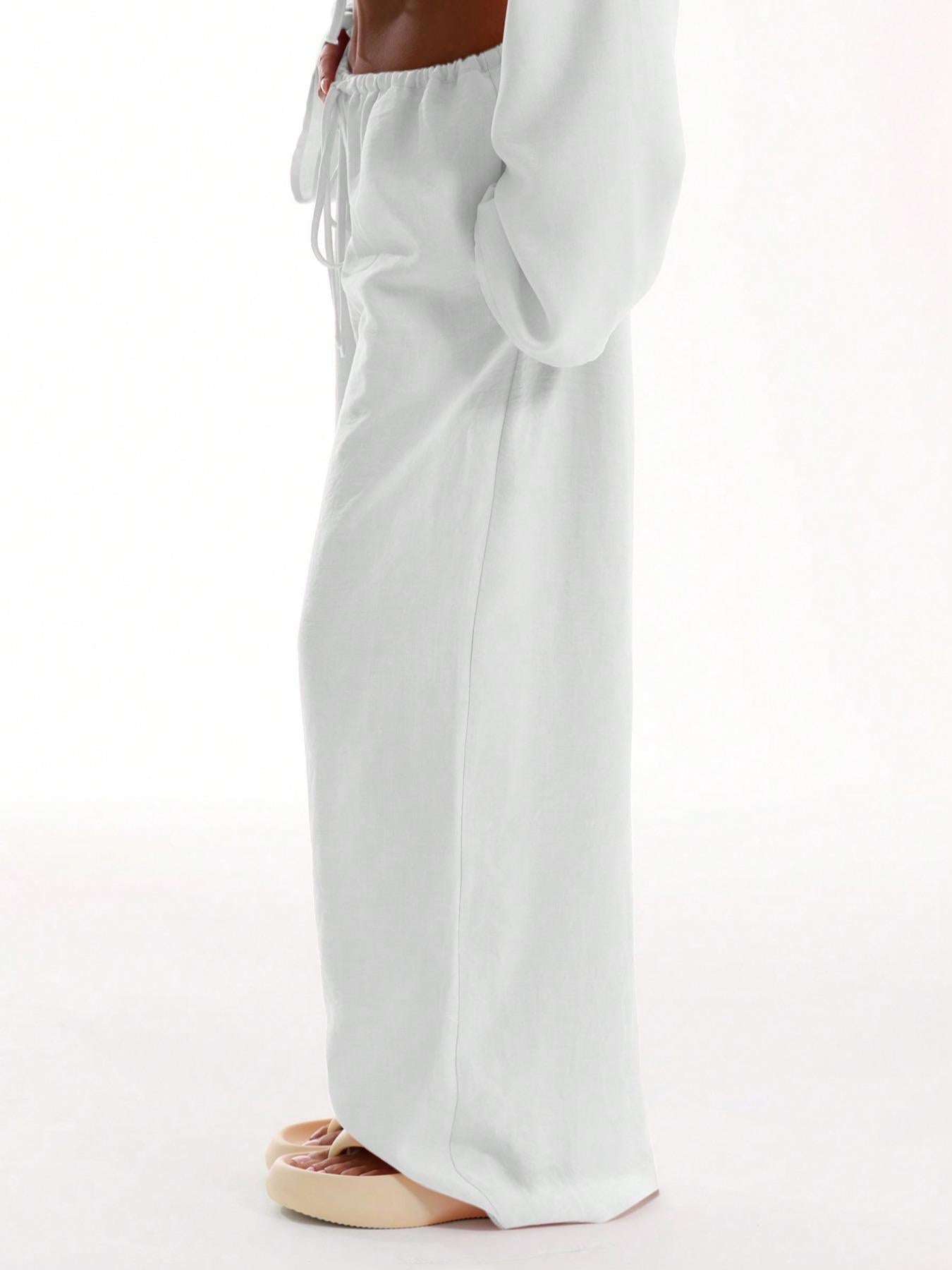 Pantalon uni avec poches pour femme