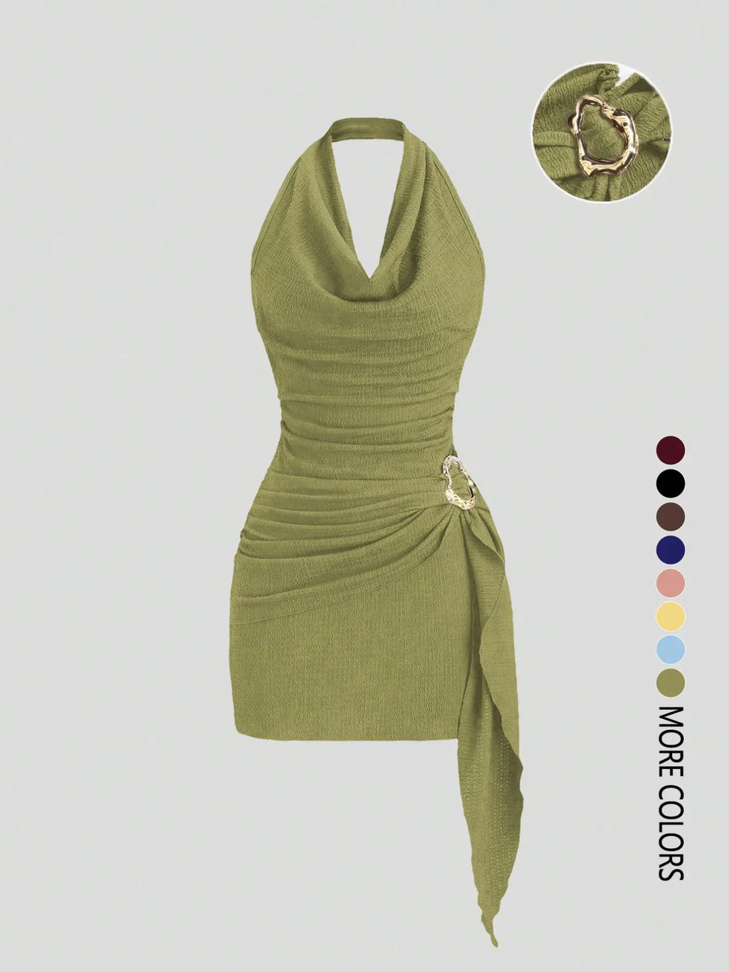 Robe Halter plissée unie pour femme