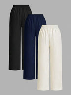 Ensemble 3 pièces : pantalon large uni pour femme