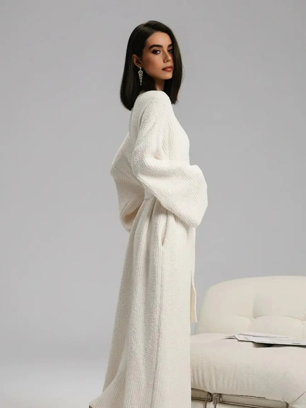 [DOUX et moelleux] Peignoir polaire double face pour femme | Vêtements de détente en peluche épais et longs | Pyjama chaud en flanelle pour l'automne et l'hiver | Doux, confortable et portable à l'intérieur et à l'extérieur