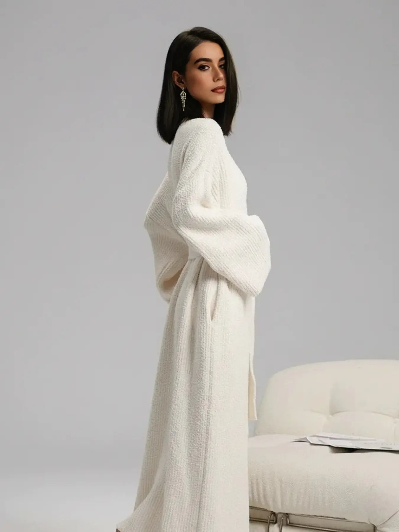 [DOUX et moelleux] Peignoir polaire double face pour femme | Vêtements de détente en peluche épais et longs | Pyjama chaud en flanelle pour l'automne et l'hiver | Doux, confortable et portable à l'intérieur et à l'extérieur