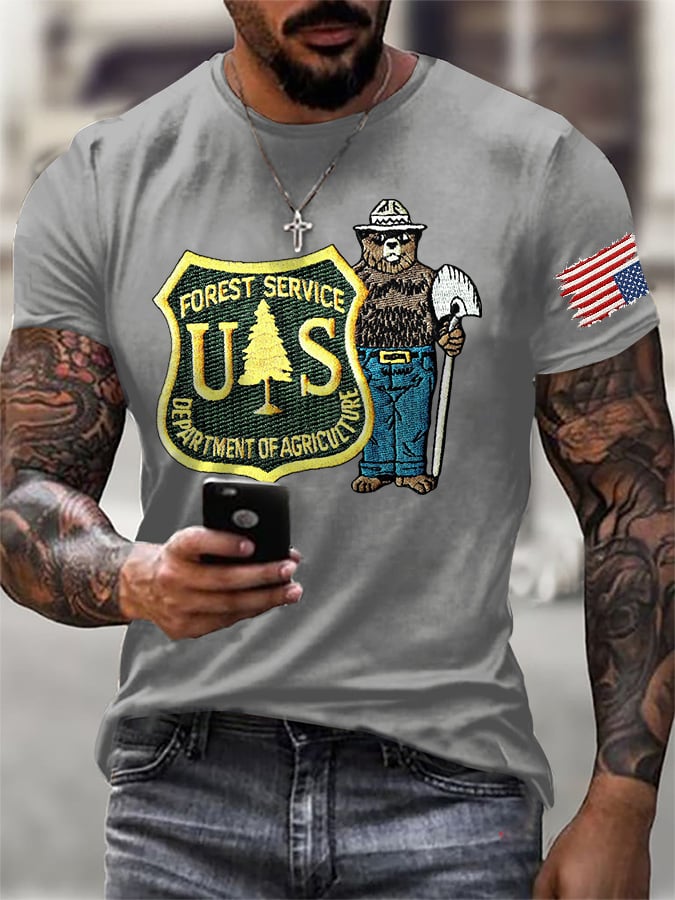 T-shirt da uomo retrò con stampa Save The Forest Service