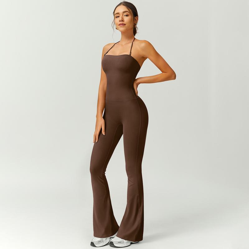 Combinaison Femme Patte d'Éléphant Dos Nu Moulante – Élégante et Confortable pour le Fitness et la Mode,Tenue Athleisure Élégante et Confortable, Rehausse les Fesses, Vêtement de Sport Taille Haute Extensible,combinaison femme